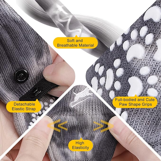 EXPAWLORER Anti Slip Dog Socks to Prevent Licking Paws, Dog Shoes for Hot Pavement, Dog Booties for Small Medium Large Senior Dogs, Traction Control Boots & Paw Protectors for Hardwood Floors