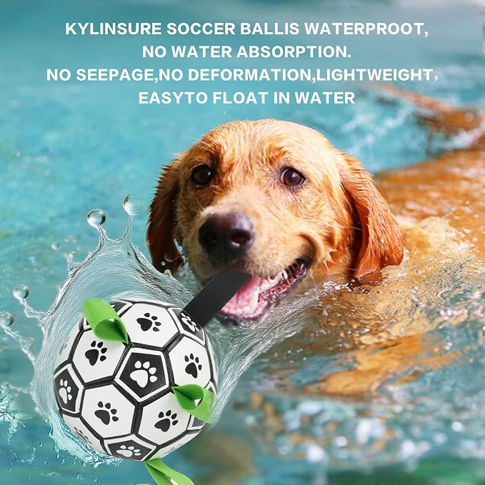 Dog Toys Balls, Dog Soccer Ball with Straps, Dog Birthday Gifts, Durable Balls for Small Medium Pet, Puppy Outdoor Toy, Pet Training Soccer Ball, World Cup Soccer (7.25 Inch)
