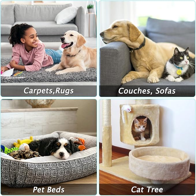 Carpet Rake for Pet Hair Removal - Reusable Pet Hair Remover, 45” Adjustable Long Handle Cat Dog Carpet Rake Scraper with Patented Design, Dog Hair Rake Brush for Rugs, Mats