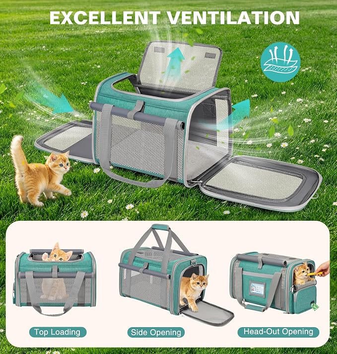 Soft Cat Carrier for Pets Up to 20 Lbs, Collapsible Cat Carrier Bag with Privacy Curtains, Airline Approved Small Pet Carrier for Small Medium Cats Dogs Puppy, Washable Soft Pet Travel Bag Dog Carrier