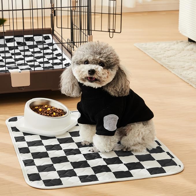 2 Pack Black Checkered Washable Pee Pads for Dogs, Checkered Reusable Dog Pee Pads, for Puppy Playpen, Crate, Whelping Box, Potty Training, Cute Aesthetic Absorbency, Leak-Proof Non-Slip