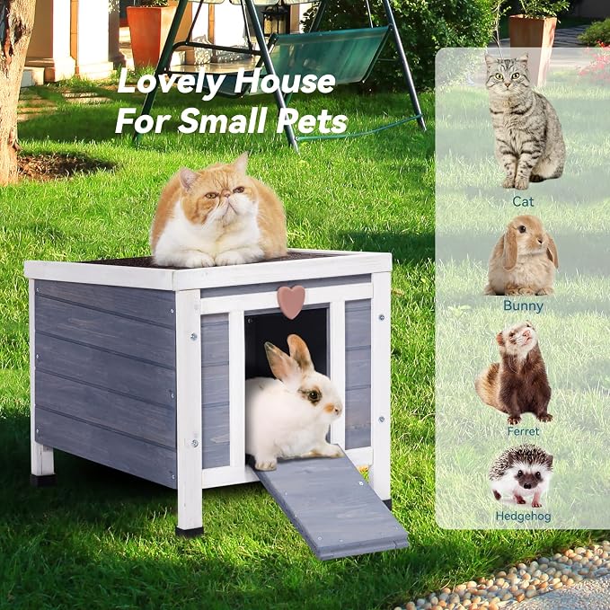 Petsfit Outdoor Cat House Weatherproof, Outside Shelter for Feral Cats, Rabbits, Chicken, Small Animal Houses & Habitats, Idea for Guinea Pigs Pigeons Ducks Tortoises