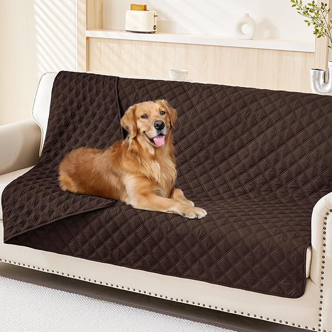 Smiry Waterproof Dog Bed Cover Pet Blanket, Soft Washable Dog Blanket for Furniture Bed Couch Sofa Reversible, Checkered (52"x82", Chocolate/Chocolate)