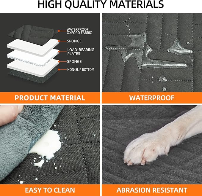 YJGF Hard Bottom Dog Car Seat Cover for Back Seat,Seat Extender for Dogs | Strong Support,More Rest Space,Waterproof, Scratch Resistant,Car Seat Protector,Dog Hammock for Car/SUV/Small Truck