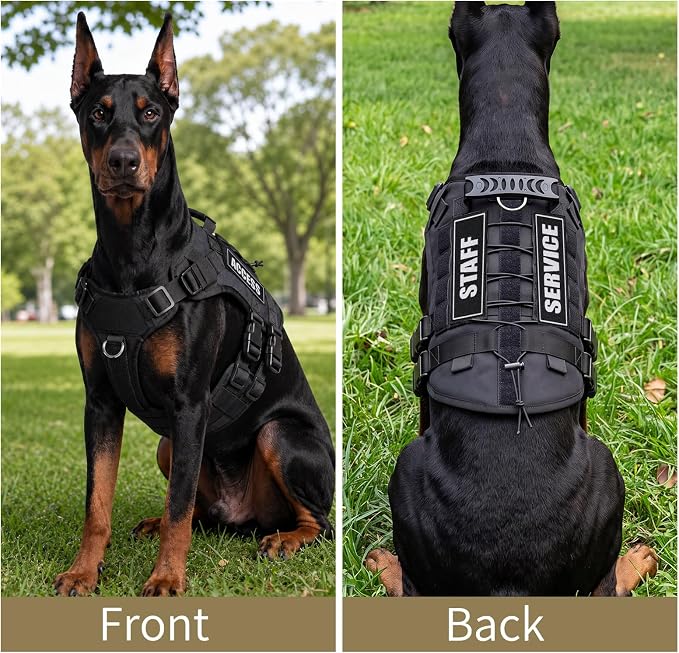 Tactical Dog Harness for Small Dogs, No Pull Vest with Control Handle, Heavy Duty Adjustable Reflective Pet Harness for French Bulldog, Pug, Puppy Walking, Training