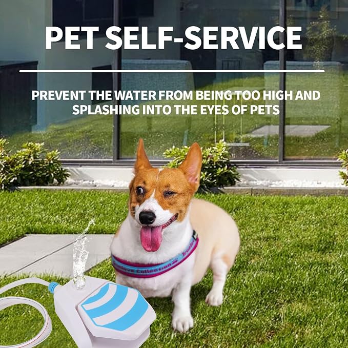 Dog Water Fountain Step On, Outdoor Pet Sprinkler for Dogs, Activated Drinking Drinking Water Dispenser Water Toy, Copper Valve Set, Large Capacity, Rugged Plastic