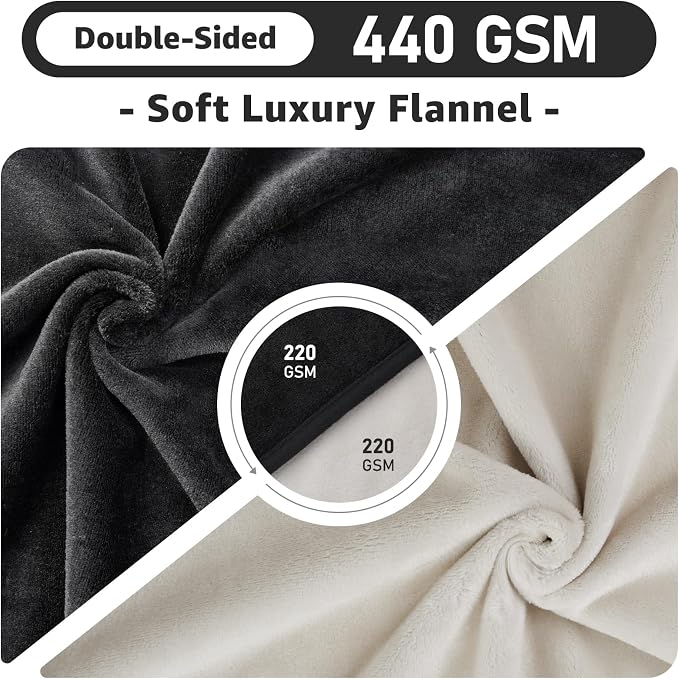 LOOBANI Waterproof Blanket for King Bed, Reversible Flannel 85"x108", Black | Waterproof Dog Blankets for Large Dogs, Spill-Proof Couch Cover for Family Movie Nights, Camping, Travel, Noise Free