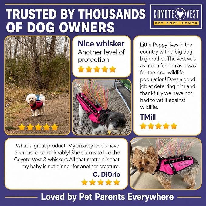 Coyotevest Coyotewhiskers Protective Nylon Dog Harness Bristles, Red | Nylon Bristles for Coyotevest or Spikevest Help Deter Coyotes, Aggressive Dogs and Birds of Prey Dog Accessory Made in USA