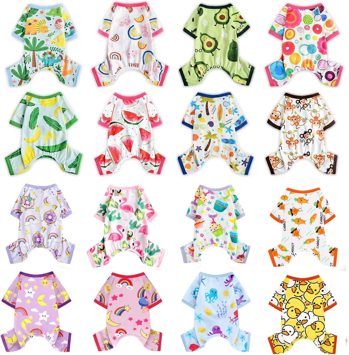 Dog Pajamas Pjs Spring Summer Dog Clothes for Small Dogs Girl - Boy - Small Size Dogs, Soft Stretchy Cute Puppy Clothes Doggie Onesies Cat Pet Jumpsuit Jammies Outfit, Duck Yellow, S
