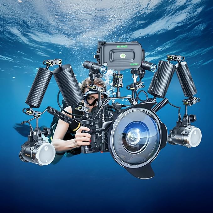 Sea frogs D60mm, 8'', Carbon Fiber Float Arm, Buoyancy Provided 300g | Aquatic Arm for Ultralight, Underwater Camera System Diving Tray Video Light/Strobe GA-6