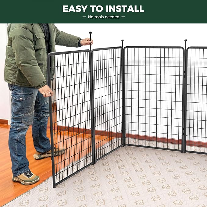 FXW Rollick Unleashed Dog Playpen for Indoor, Yard, RV Camping, 50 inch 32 Panels for Large Dogs, Black│Patented