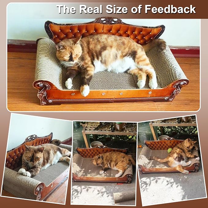 COOZMENT Sofa-Shaped Cat Scratching Couch & Lounge Bed - Thick Cardboard Cat Scratcher Pad (27.6" L x 12.4" W x 11.8" H)
