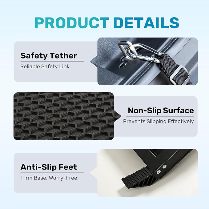 91" Extra Long Dog Ramp for Large Dogs, Heavy Duty Metal Frame Pet Ramp for High SUVs, Trucks and Cars, Portable Folding Travel Dog Ramps with Safety Latch, Supports up to 350lbs
