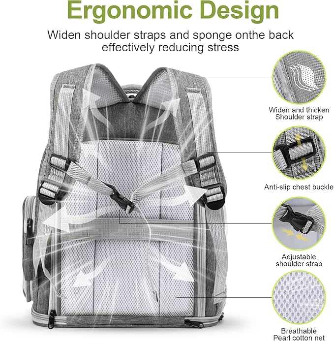 Cawypety Expandable Cat Backpack,Cat Bubble Backpack Carrier for Carrying Cats, Pets and Small Dogs,Airline-Approved,Designed for Travel, Hiking, Walking,Car （Grey