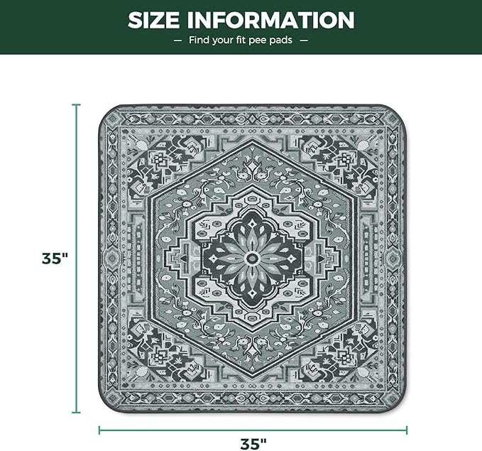 FXW Washable Pee Pads for Dogs, Puppy Pads with Super Absorbent, Specifically Designed for Potty Training, 35" Square, Boho Grey, 2 Packs