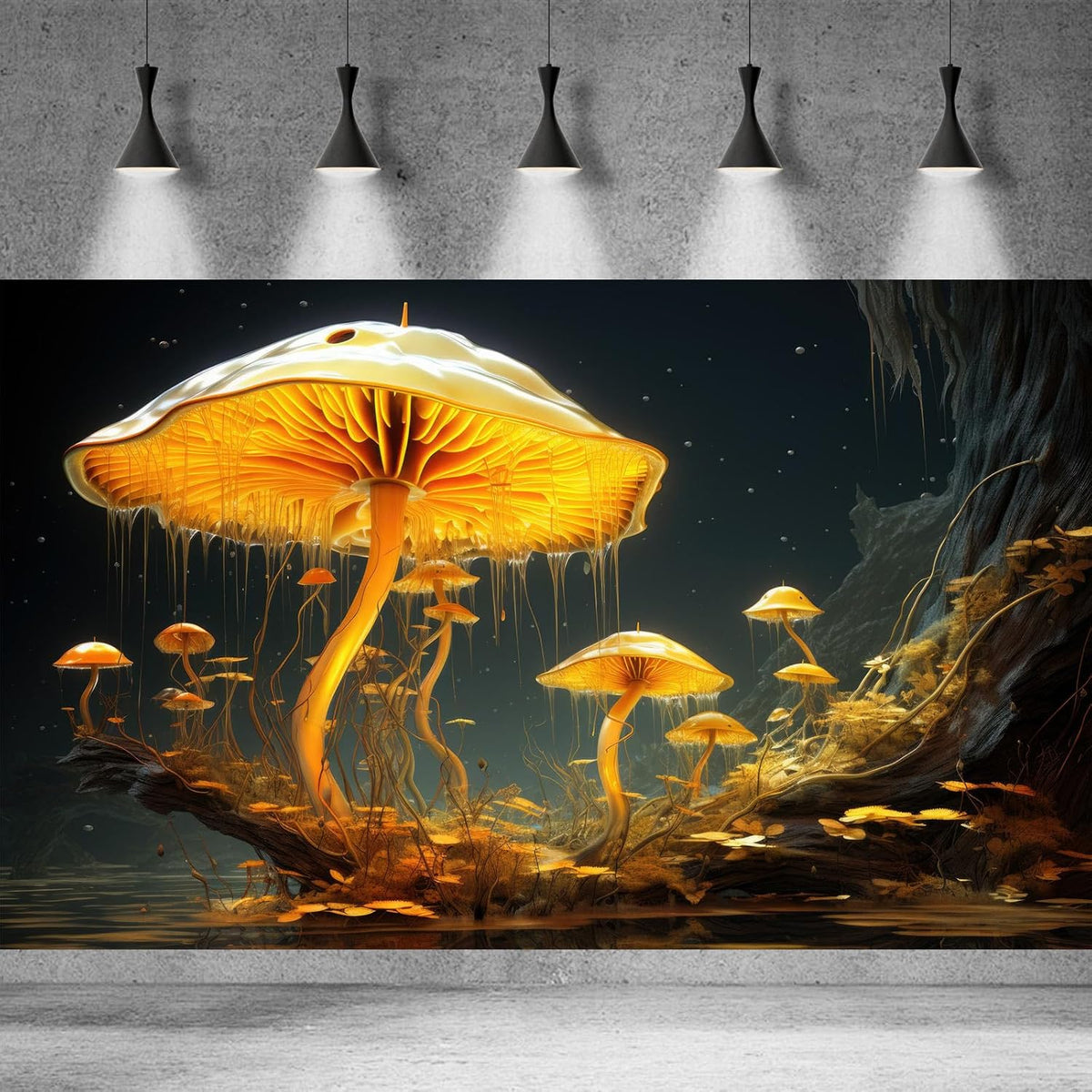 Fantasy Mushrooms Aquarium Background Fantasy Mushroom in Magical Enchanted Fairy Tale Stream Reptile Tank Enclosure Terrarium Backgrounds Mushroom Theme Landscape Fish Tank Backgrounds 30x18in