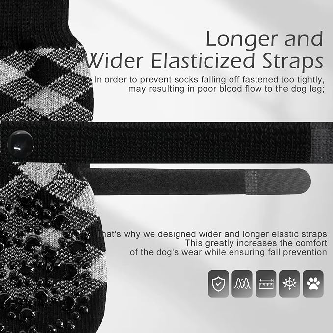 EXPAWLORER Anti Slip Dog Socks to Prevent Licking Paws, Dog Shoes for Hot Pavement, Dog Booties for Small Medium Large Senior Dogs, Traction Control Boots & Paw Protectors for Hardwood Floors