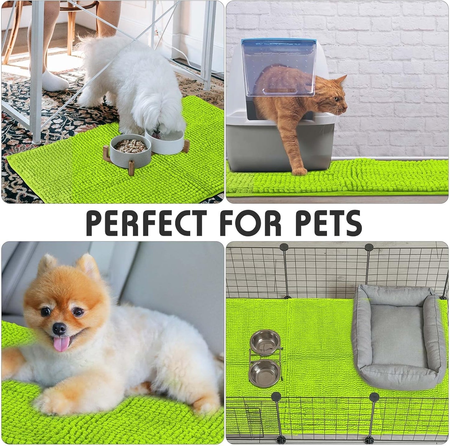Amylove 4 Pcs Guinea Pig Cage Liner Guinea Pig Bedding Washable Fleece Pee Pads Reusable Small Animals Training Mat Small Animal Sleeping Bed for Bunny Hamster(Green,16 x 24 Inch)
