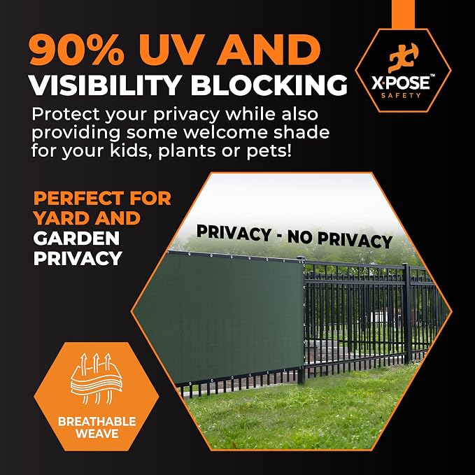 Xpose Safety Privacy Fence Screen 5’ x 50’ (24 Pack) – Heavy Duty Green Mesh with 90% Visibility Block, UV Protection – for Garden, Yard, Nursery, Kennel, Dog Run, Greenhouse