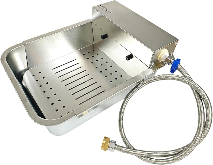 Metal Automatic Dog Water Dispenser Can Separate Large Debris | 3 Gallon Outdoor Automatic Water Bowl,Detachable Dual-Use Water Bowl,Water Level Control,for Dogs Poultry Sheep (11L-B)