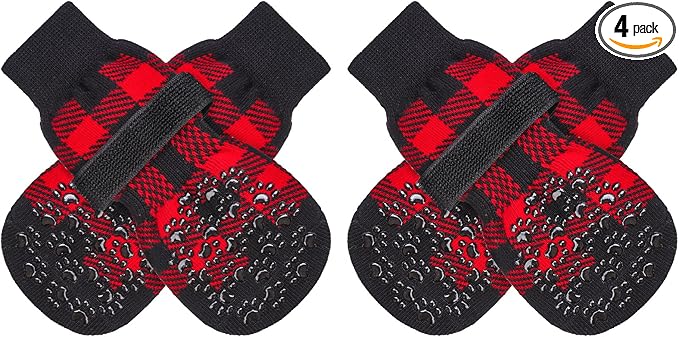 EXPAWLORER Anti-Slip Dog Socks-Double Sides Grips Traction Control on Hardwood Floor,Dog Shoes for Hot/Cold Pavement,Best Paw Protector,Prevents Licking,for Puppy Small Medium Large Senior Dogs