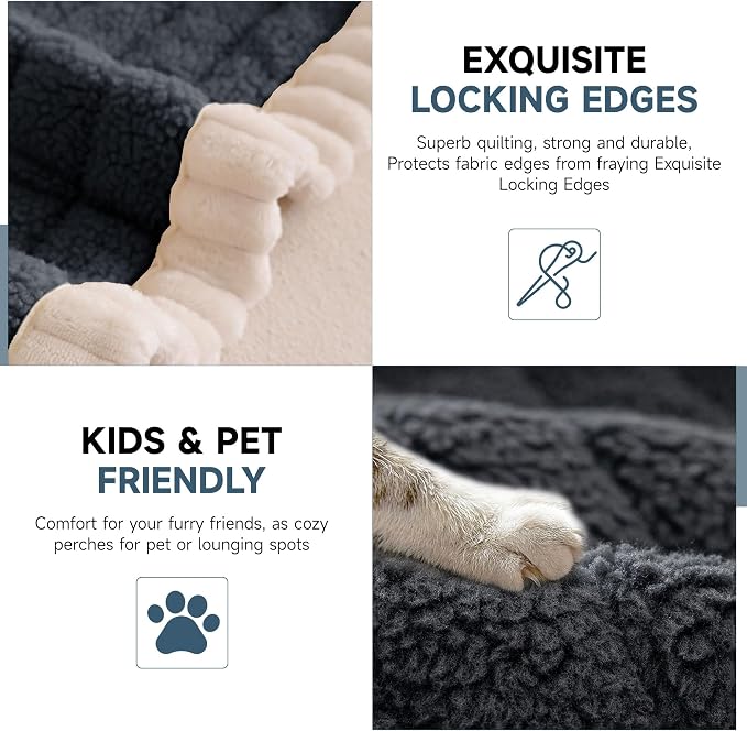 OTOB Couch Cover for Dogs Washable, Non Slip Plush Fuzzy Sofa Covers for 3 Cushion Couch All Seasons, Kids Pet Friendly Soft Cozy Furniture Protector Sofa Slipcovers (Dark Gray, 27.6" x 82.7")