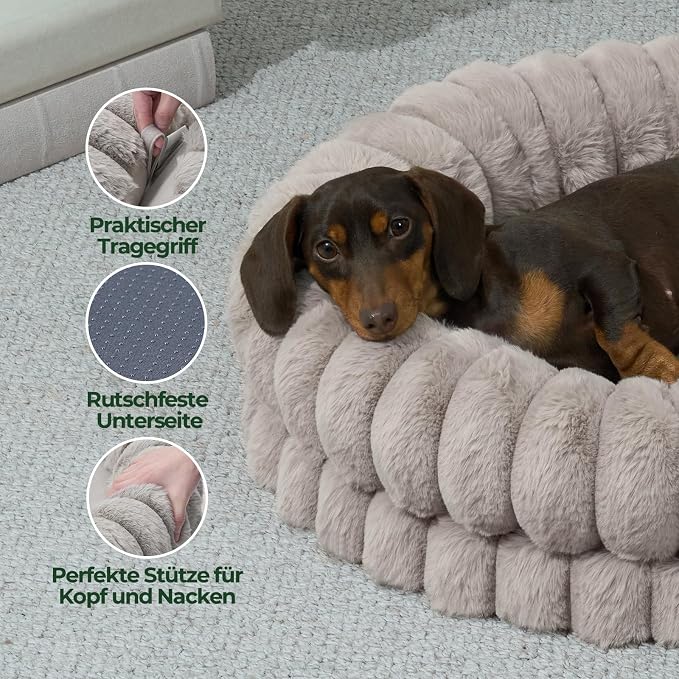 BALANCE Luxury Donut Dog Bed, 24 Inches Round Dog Beds for Small Dogs Washable, Orthopedic Calming Pet Bed for Puppy and Cats with Anti-Slip Bottom (Oatmeal)