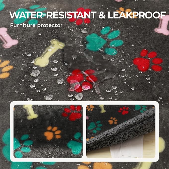 Luciphia Waterproof Pet Blankets for Couch Sofa Bed Cover Cat Liquid Pee Proof Washable Soft Fluffy Large Dog Blanket Reversible Furniture Protection Puppy Grey Bone Thicken Queen（90" x 82"）