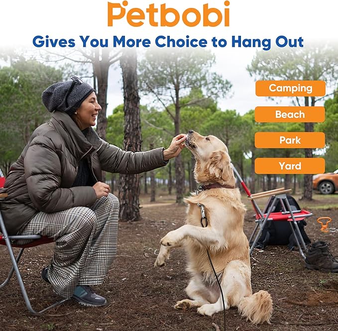 Petbobi Heavy Duty Dog Tie Out Cable and Stake - 20FT Steel Wire Dog Leads for Large Dogs Up to 300lbs, Anti Rust Spiral Stake with Strong Leash & 360° Swivel Hooks - Ideal for Yard, Outdoor & Camping