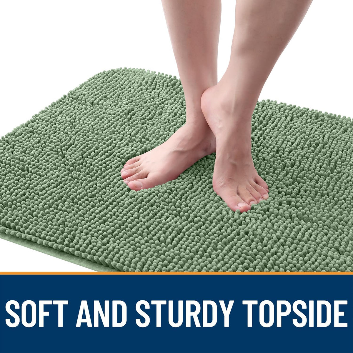 OLANLY Dog Door Mat for Muddy Paws 47x20, Absorbs Moisture and Dirt, Absorbent Non-Slip Washable Doormat, Quick Dry Chenille Mud Mat, Entry Indoor Entryway Carpet for Inside Floor, Olive Green