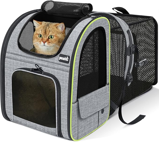 pecute Cat Backpack Expandable, Cat Carrier Backpack with Breathable Window