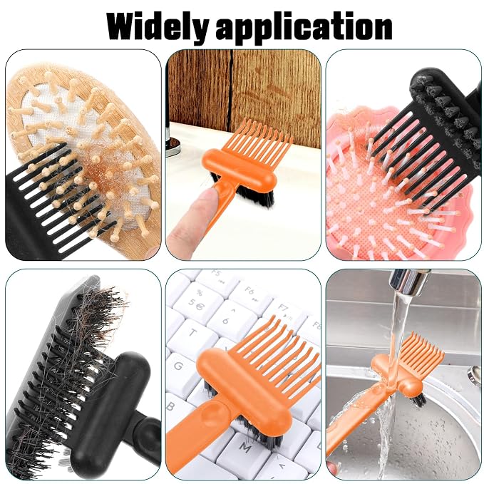 2Pcs 2-in-1 Hair Brush Cleaner & Remover Tool Brush Cleaning Tool Comb Cleaner Effective Hairbrush Cleaner Hair Brush Remover Rake for Man Woman Home Travel Salon Removing Hair Dust