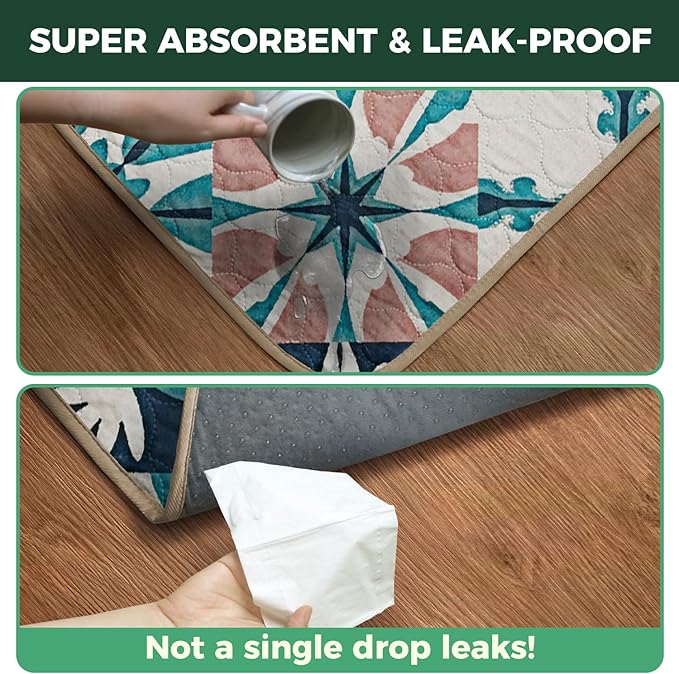 FXW Washable Pee Pads for Dogs, Puppy Pads with Super Absorbent, Specifically Designed for Potty Training, 35" Square, Tie-Dye Beige, 2 Packs