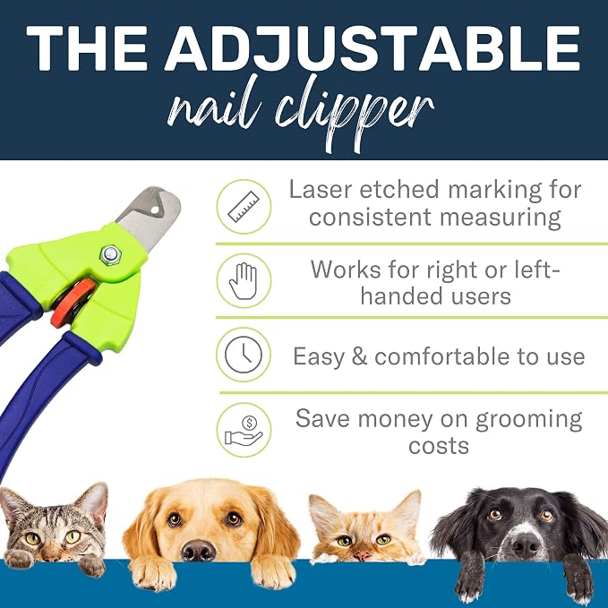 Zen Clipper Precise Dog Nail Clippers - Adjustable Safety Blade, No Overcutting - Stress Free Dog Grooming at Home - Easy to Use Pet Clippers with Sharp Blades for Clean, Splinter Free Cut