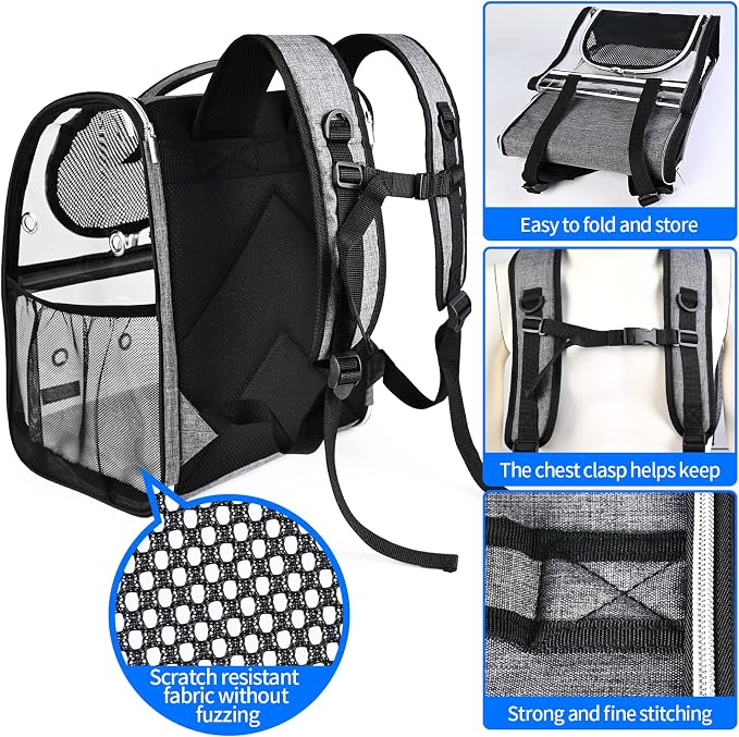 BAGLHER Cat Carrier Backpack, Airline Approved Pet Travel Carrier with Fleece Pad for Puppy and Small Animals