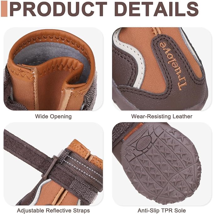 EXPAWLORER 4PCS Anti-Slip Dog Shoes - Waterproof Dog Booties & Paw Protectors with Reflective Straps for Outdoor Hot Pavement Hiking, Indoor Hardwood Floors, Winter Boots for Small Medium Large Dogs