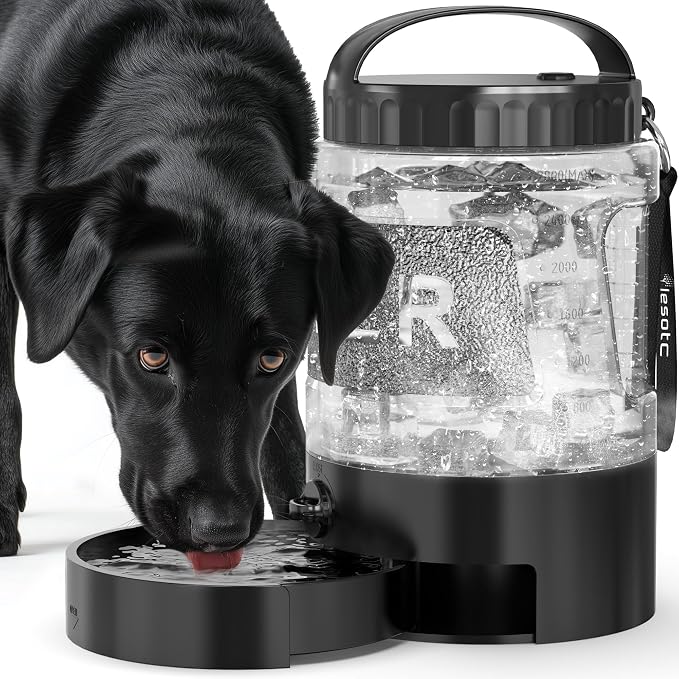 lesotc 95OZ Large Dog Water Bottle,Portable Travel Water Bowl for Dogs Camping Hiking Traveling Beach Park Accessories,Dog Water Bowl Dispenser with Pull-Out Drinking Bowls,Leak Proof Pet Water Bottle