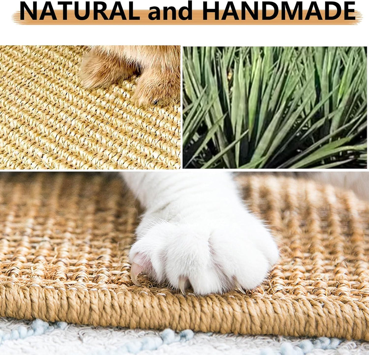 Oncpcare Rabbit Scratch Mat - Natural Bunny Scratching Pad for Claws and Teeth Care, Chew Toys, Pet Cage Bedding for Biting, Sleeping, Nesting - 24x16