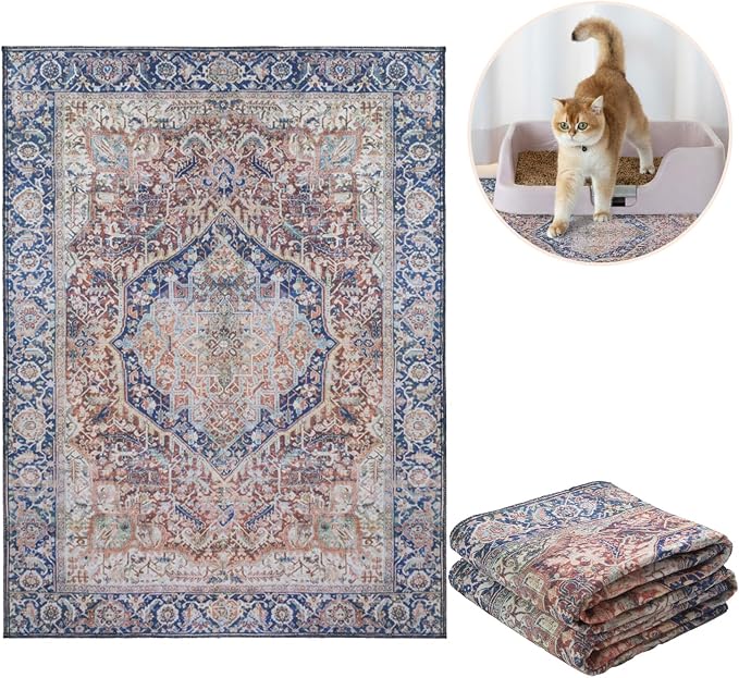 Lovewag Cat Litter Mat, Litter Box Mat, Rustic Terracotta, 36x48, 2 Pack | Washable litter mat cover, kitty litter mat & cat mat for litter box, litter trapping mat, prevents tracking, multi-cat