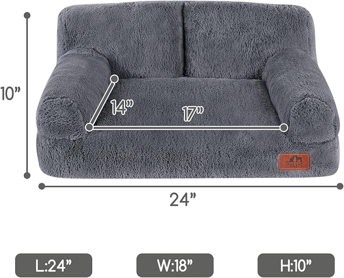 Hollypet Small Dog Large Cat Bed Puppy Couch Beds for Pets up to 25 lbs | Fluffy Dog Cat Couch Plush Soft Warming Pets Beds with Machine Washable Cover and Non-Slip Bottom