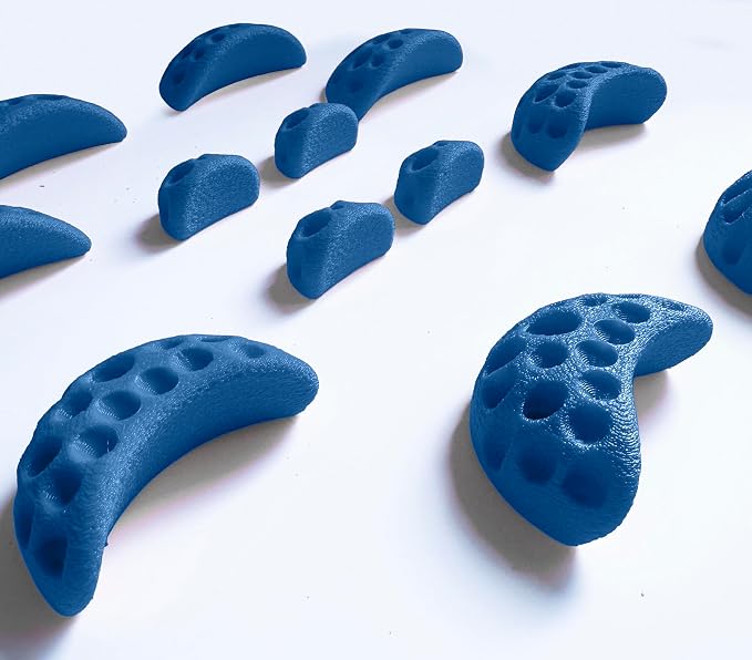 Moon Rock Climbing Holds Kids Swing Set Easy to Grab Rock Climbing Holds for Swing Sets and Home Climbing Walls. Positive in Cut Jugs. (Blue)