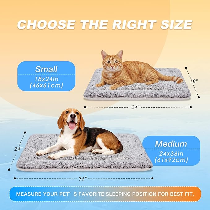 Dog Cooling Mat, Self Warming Cat Bed, Reversible Warm & Cooling Cat Bed, Winter Warm Cat Pad & Summer Cooling Cat Mat for Kittens & Small Dogs, Perfect for Crates, Beds & Sofas, Gray, 24" x 36"