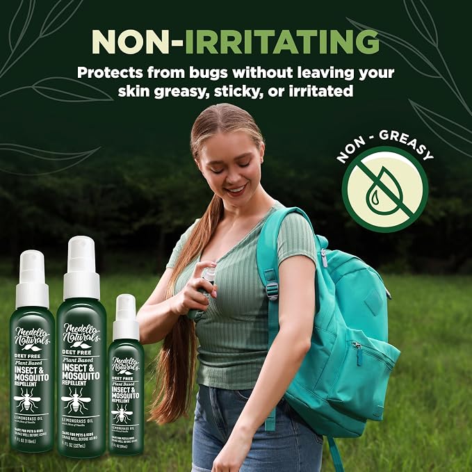 Deet-Free Insect & Mosquito Repellent – Travel Pack (2,4, 8 oz) | Insect Repellent with Lemongrass Oil Safe for Pets and Kids – Bug Spray for Mosquitoes, Gnats, Black Flies, and No-see-ums