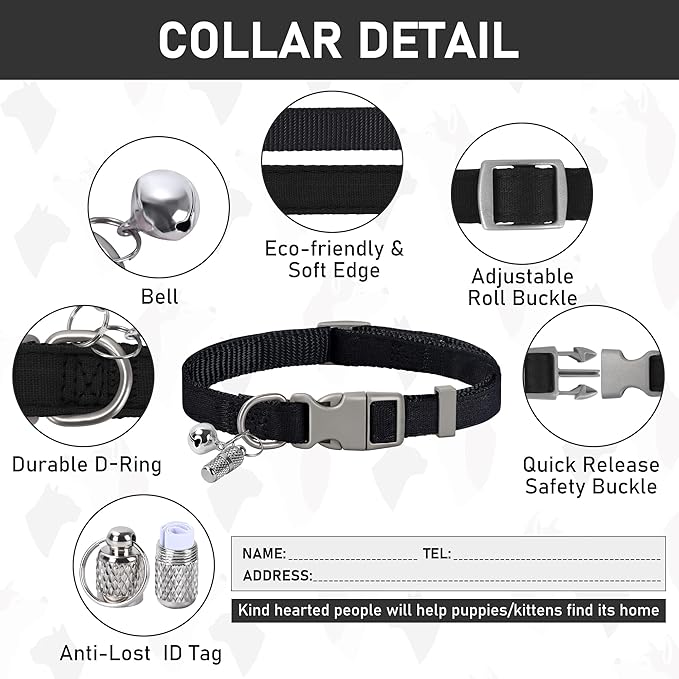 GAMUDA Small Dog Harness Collar and Leash Set, Step in No Chock No Pull Hemp Fabric Soft Mesh Dog Vest Harnesses Reflective for Dogs Puppy and Cats Outdoor Training and Running (Black, S)