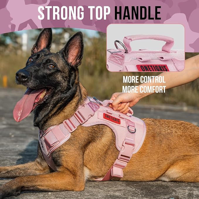 OneTigris No-Pull Tactical Dog Harness Reflective Vest for Medium Dogs | Military-grade 1000D Nylon Easy Control Vest – Adjustable Dog Harness with Hook & Loop Panels for Walking, Hiking, Training