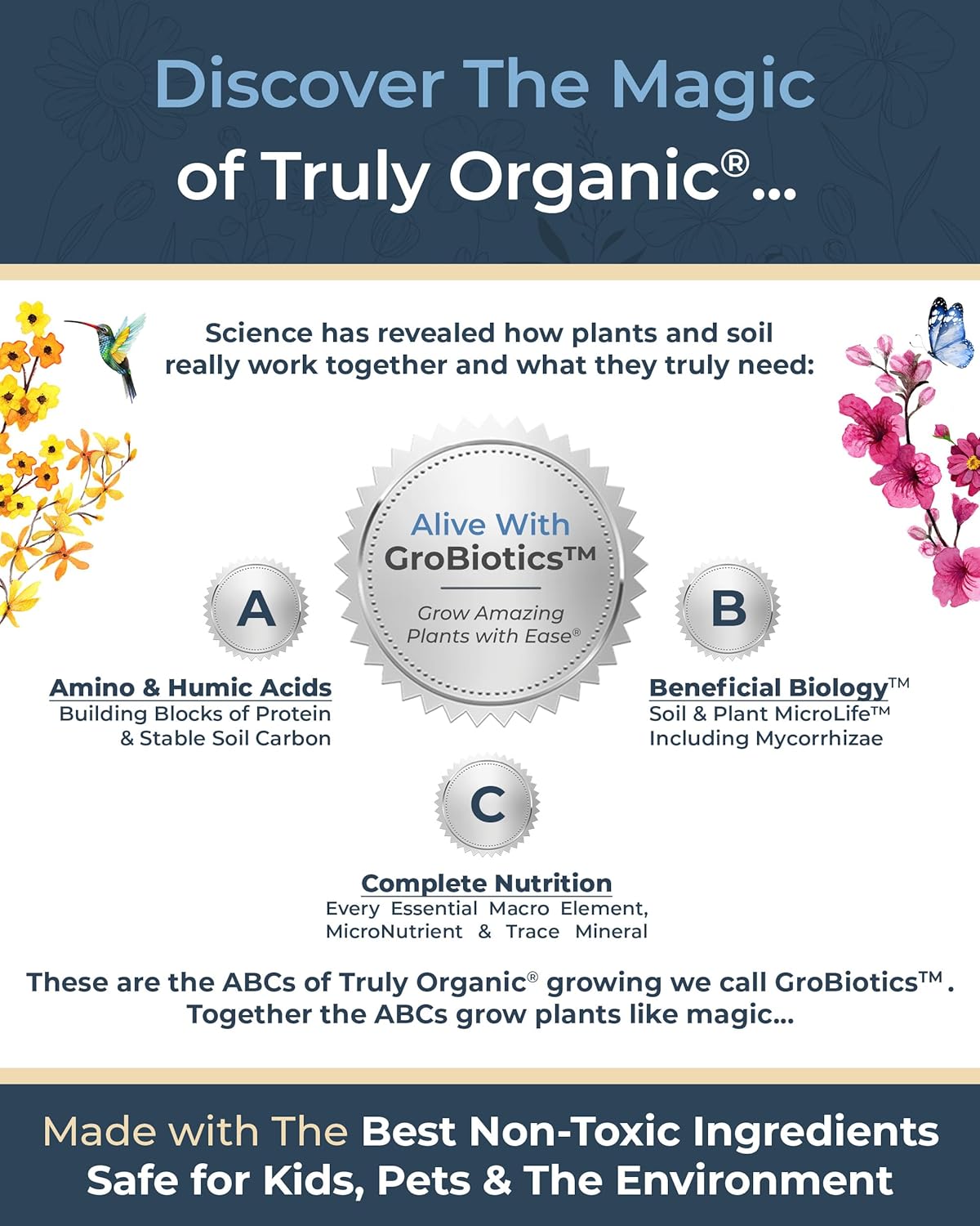 Organic Plant Magic - Truly Organic™ Easy to Use Soluble Plant Food Shaker: All-Purpose Fertilizer Concentrate for All Flower Vegetable Herb Fruit Tree Indoor Garden & House Plants [Four 3 oz Shaker]