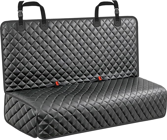 URPOWER PU Leather Dog Car Seat Cover for Back Seat, Waterproof Non-Slip Bench Seat Protector for Dogs, Easy-Clean Scratch-Resistant Pet Seat Cover for Compact Cars Small SUVs