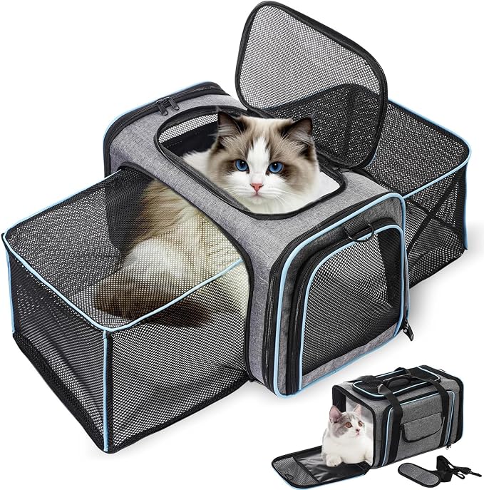 Vivicreate Cat Carrier Airline Approved Soft Sided Pet Carrier for Cats and Small Dogs Collapsible Travel Cat Bag with Ventilation Mesh Shoulder Strap and Fleece Pad