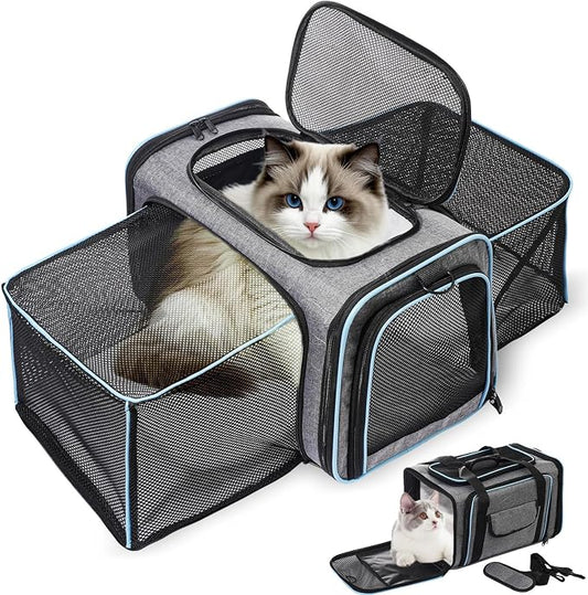 Vivicreate Cat Carrier Airline Approved Soft Sided Pet Carrier for Cats and Small Dogs Collapsible Travel Cat Bag with Ventilation Mesh Shoulder Strap and Fleece Pad