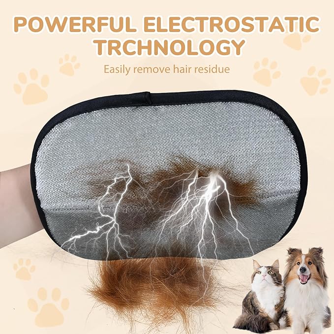 TZKGZP Pet Hair Removal Gloves, Electrostatic Pet Hair Grooming Gloves for Dog & Cat, Reusable for Carpet, Clothing,Furniture,Clothing, Couch,Bed,Curtain-3 PCS